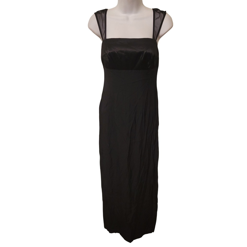 Brioche 5/6 Maxi Slip Dress Black Satin 90s Vintage Whimsigoth Formal Gown Gala